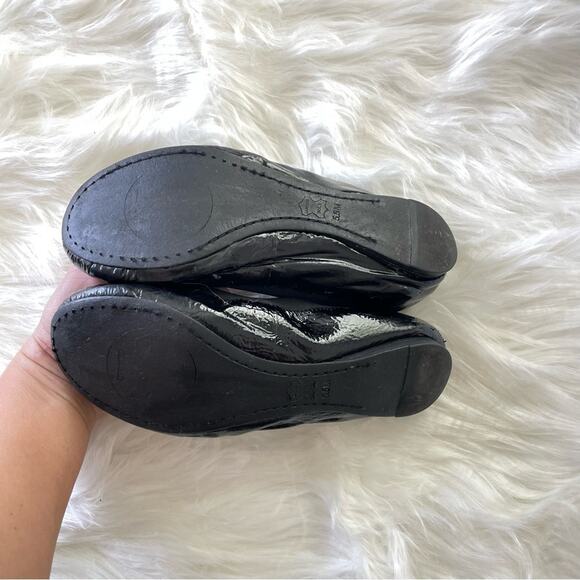 Tory Burch | Womens Caroline Naplak Flats Black Patent Leather Shiny Ballet Logo - Picture 7 of 9